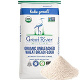 Great River Milling Organic Unbleached Wheat Bread Flour | Artisan Bread Flour for Baking | Multi-Purpose Wheat, Unbromated, Non-GMO, Kosher | 25 Lb
