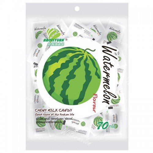 HAOLIYUAN CHEWY MILK CANDY WATERMELON FLAVOR 70 G.