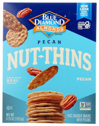 Blue Diamond Nut-Thins Pecan Nut & Rice Cracker Snacks 4.25 oz (Pack of 6)
