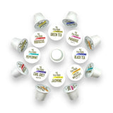 Variety pack tea pods compatible with Nespresso OriginalLine - 18 single-serve capsules hibiscus, english breakfast, peppermint, jasmine, paradise