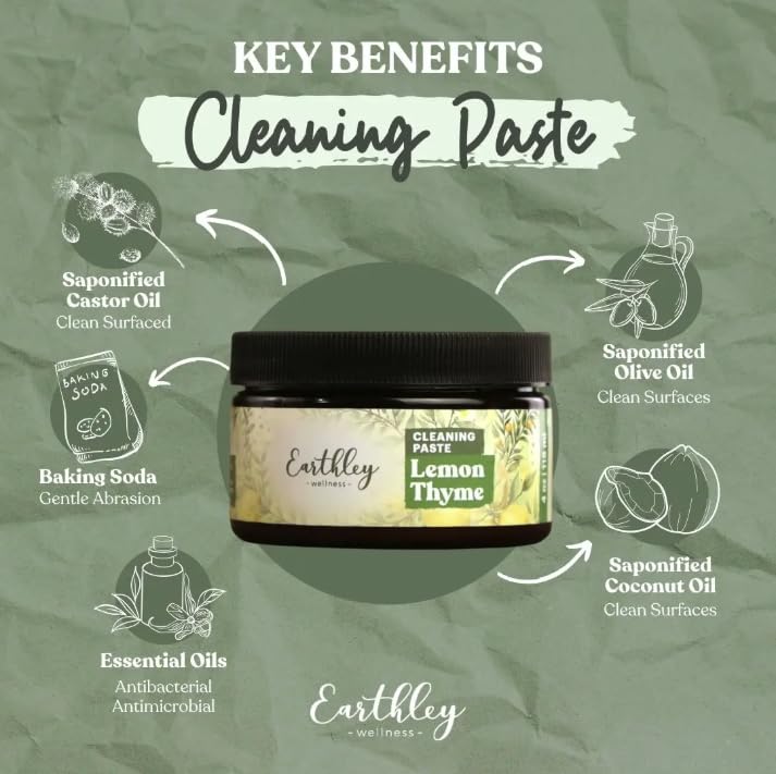 Earthley Wellness, Cleaning Paste, Eco-Friendly, Pure, Certified Organic Cleaning Agent, Septic Safe, Plant Based Cleaner, Sulfates and Phosphates
