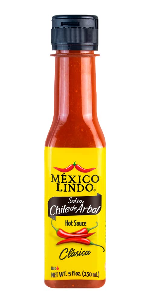 Mexico Lindo Chile de Arbol Hot Sauce Ingredients | 12,190 Scoville Level | Classic Flavor | 5 Fl Oz Bottle (Pack of 1)