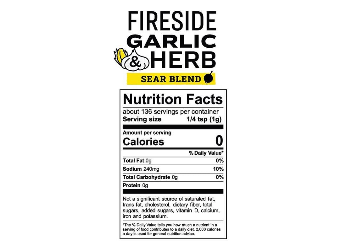 Lodge 8088779 Fireside Garlic & Herb Sear Blend BBQ Seasoning - 4.8 oz