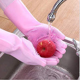 Yinceber Silicone Dishwashing Gloves, Pet Grooming Rubber Scrubbing Gloves for Dishes, Sponge Wash Cleaning Glove with Scrubbers for Housework