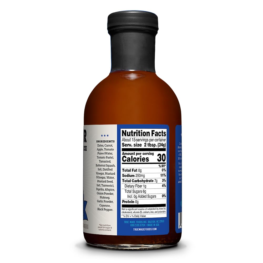 True Made Foods Pitmaster Memphis Sweet Barbecue Sauce - True Pitmaster Memphis-Style BBQ Flavor, No Sugar Added, Keto, Whole30 & Paleo Friendly