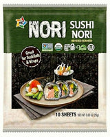 Kimnori Organic Roasted Seaweed Sushi Nori Sheets (10 sheets, 25g) - Professional Grade Full Size Nori for Sushi & Kimbap - California Crafted, Keto
