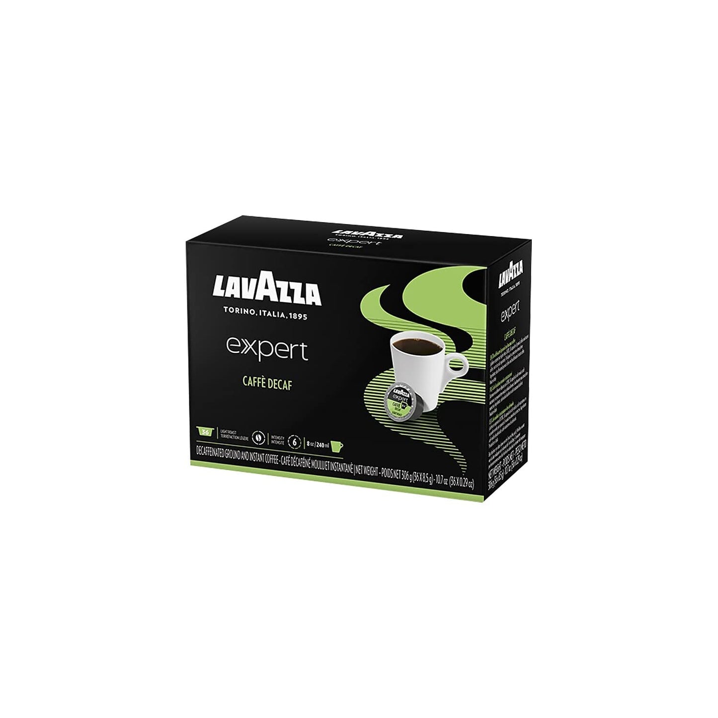 Lavazza Expert Espresso Decaf Capsules, Medium Roast, Arabica and Robusta Blend, Compatible with Lavazza Classy Machines (36 Capsules)