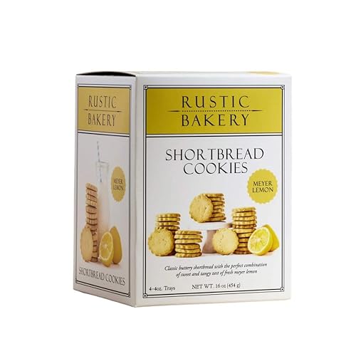 Rustic Bakery Meyer Lemon Shortbread - Sweet & Tangy Handmade Shortbread Cookies with Meyer Lemons - Artisan Tea Cookies - Made in California - Pack