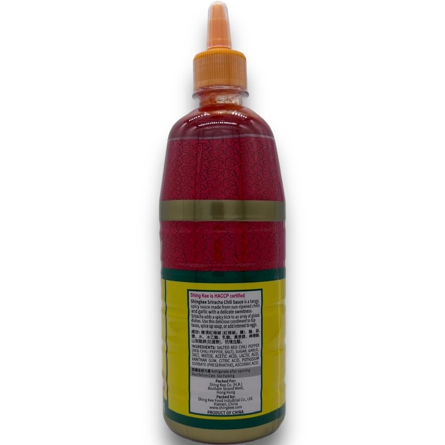 Shing Kee Sriracha Hot Chili Sauce - 28 oz., Bigger Size for Longer Use!