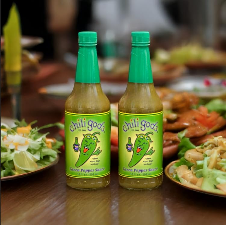 CHILIGODS Green Pepper Sauce, Award Winning Gourmet Sauce made with Jalapeno Puree and Crushed garlic, 2 Pack, 10 oz.…