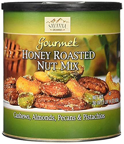 Savanna Orchards Gourmet Honey Roasted Nut Mix - Cashews, Almonds, Pecans and Pistachios Economy 4 Pack s#VrN(30 oz Each)