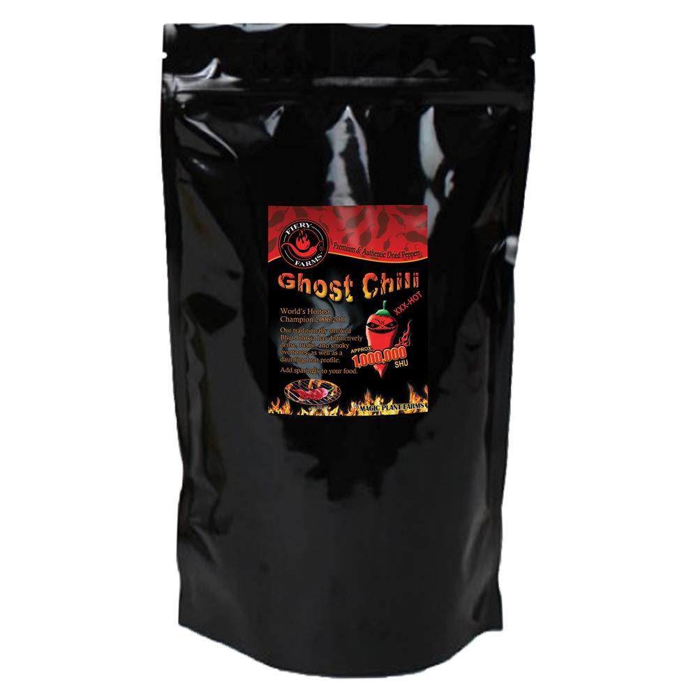 Extremely Hot Smoked Bhut Jolokia (Ghost Pepper) Chili Powder by Magic Plant - Spicy Rich Smoky fruity flavor | Kosher Gluten-Free Non-GMO All Natural