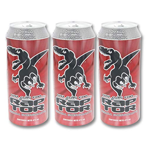 Raptor Energy Drink with Sparkling Fruit Punch Flavor Beverage 16Oz/473ml - Bebida energética Raptor con bebida de sabor a ponche de frutas espumosas