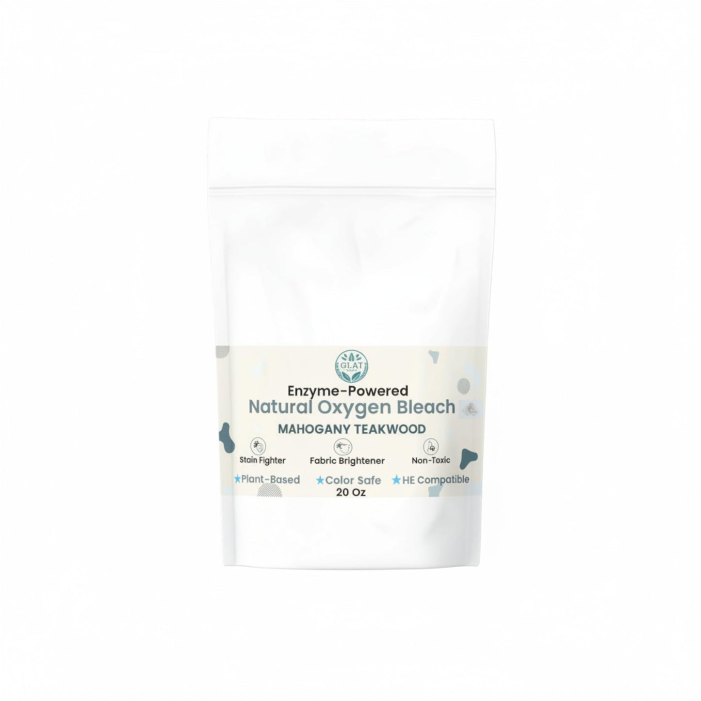 GLAT Group Enzyme-Powered Natural Oxygen Bleach (Powder) - Mahogany Teakwood | Chlorine-Free Stain Remover & Laundry Whitener | Safe for Colors