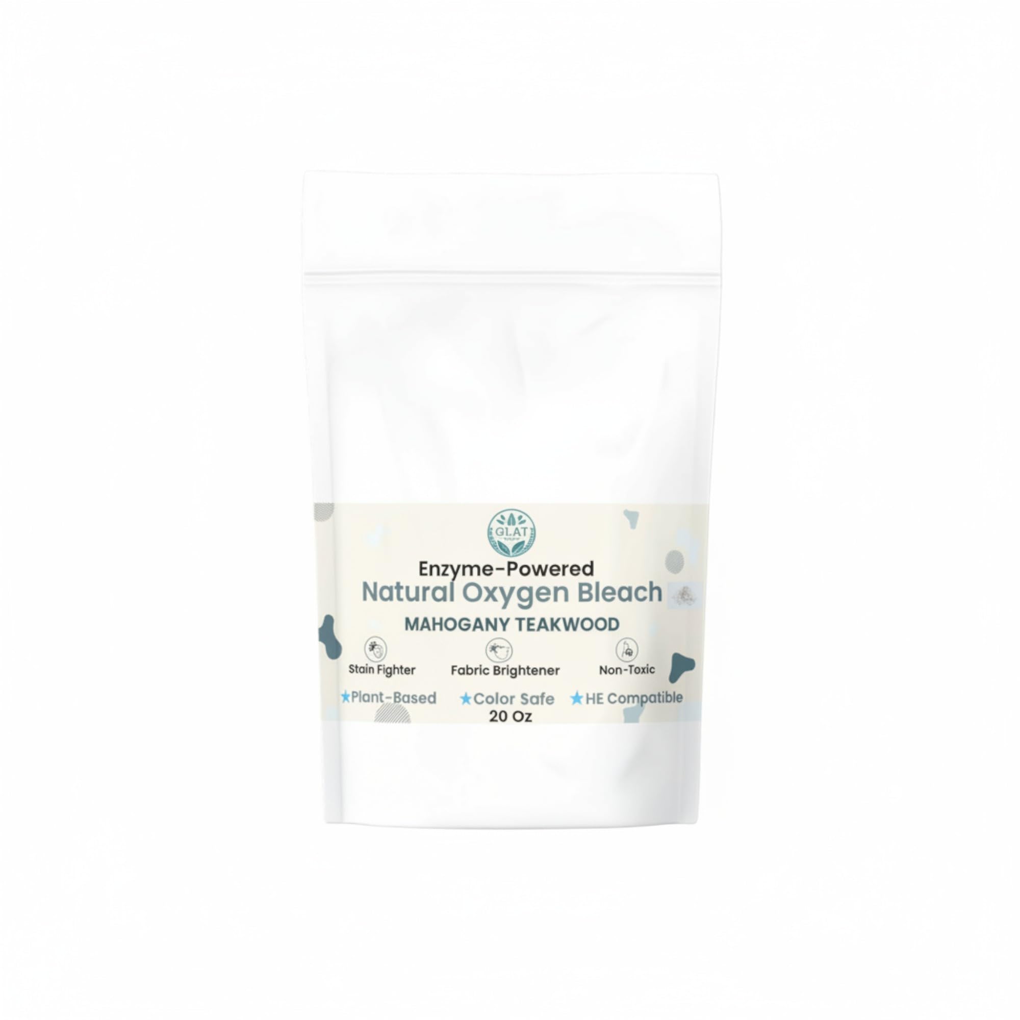 GLAT Group Enzyme-Powered Natural Oxygen Bleach (Powder) - Mahogany Teakwood | Chlorine-Free Stain Remover & Laundry Whitener | Safe for Colors