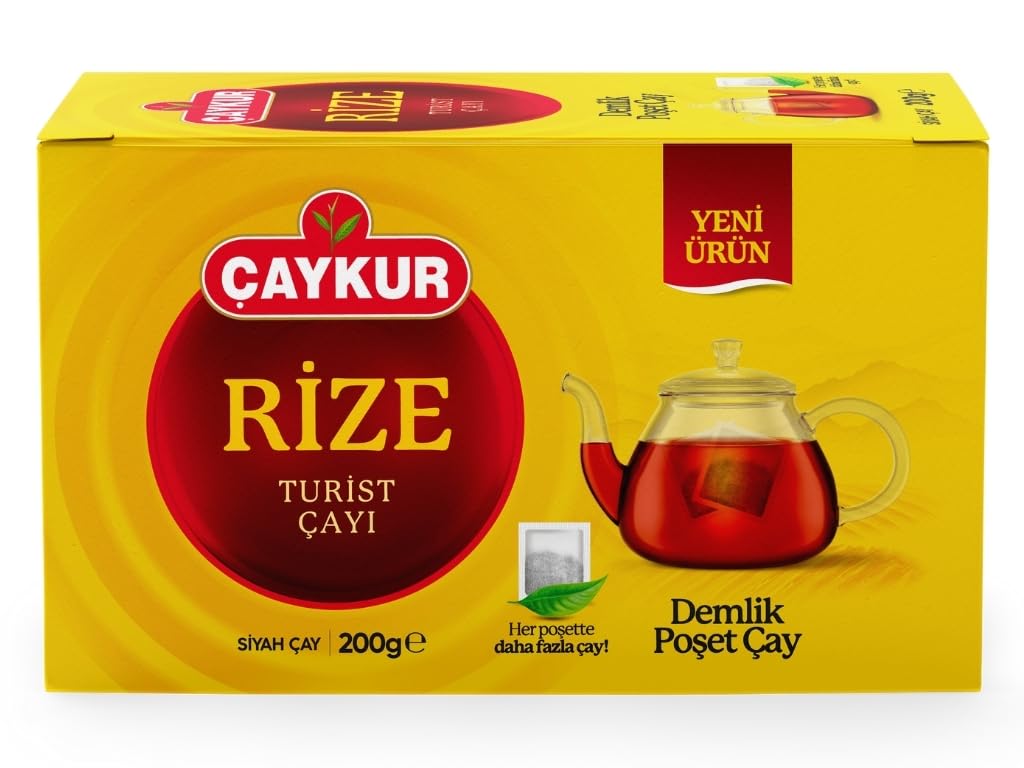 ÇAYKUR Rize Turist Black Tea, Large Tea Bags for Teapot Brew, Bright Red, Loose Leaf, Individually Wrapped 40 Bags, 200 gr / 7.05 Oz (Pack of 4)