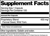 Fennel and Wild Yam Combination - 450 mg (100 Capsules, ZIN: 513401) - 3 Pack