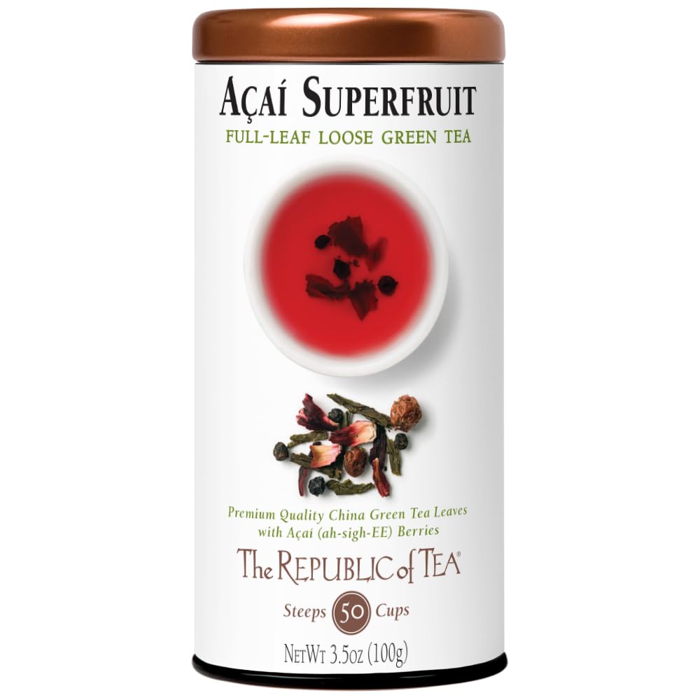 The Republic of Tea Acai Superfruit Green Tea Full-Leaf Tea, 3.5 Ounces / 50-60 Cups