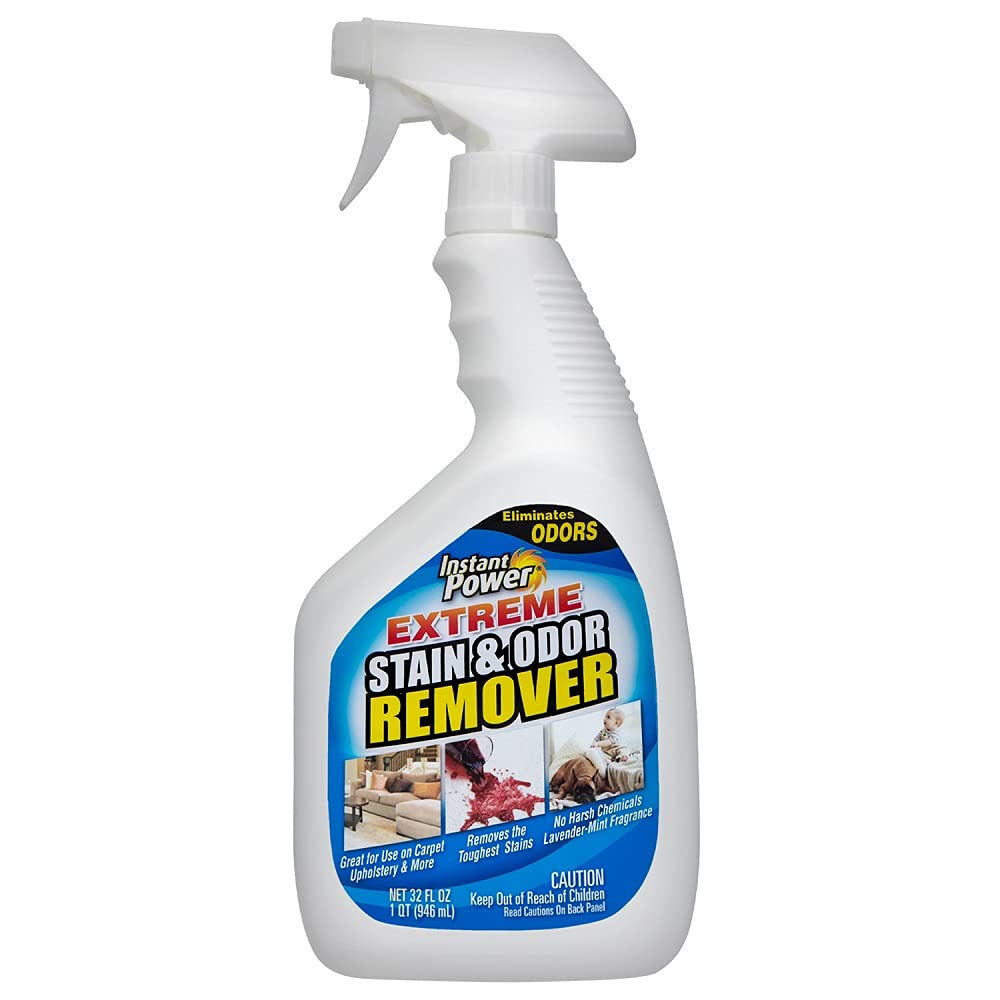 Instant Power Stain and Odor Remover - Carpet Stain Remover Spray, Safe for Pets, Cleaning Sprays and Supplies, Lavender-Mint Scent - 32 Fl Oz