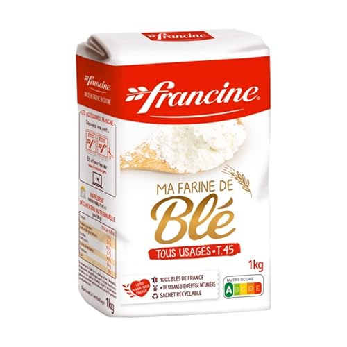 Francine Wheat Flour, T55 French Flour from France with Lower Gluten Content, Makes Great Breads, Pastries and Desserts, 35.3oz/1 kg (Pack of 2)