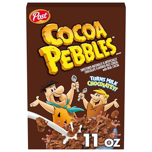 Cocoa PEBBLES Chocolate Breakfast Cereal for Kids, Gluten Free, Made with Sweetened Puffed Rice and Real Cocoa, 11 oz