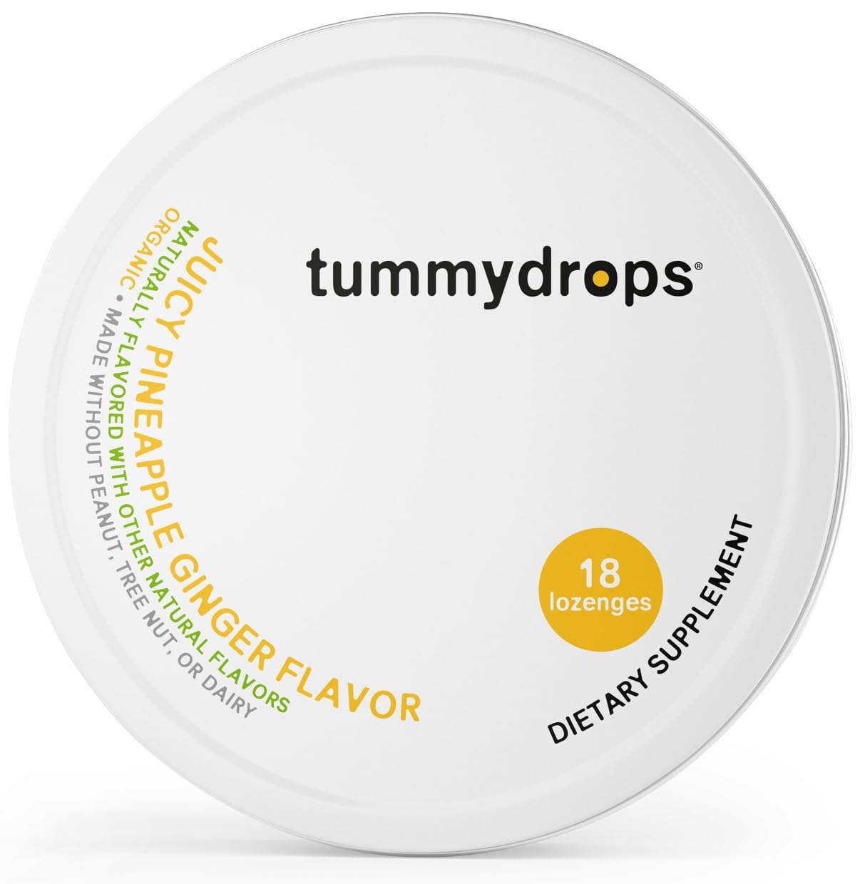 USDA Organic Mellow Ginger Variety Pack Tummydrops (1 tin each blackberry, pineapple, & yumberry-total of 54 drops). Gluten Free, Vegan, Organic