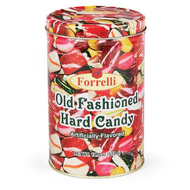 Forrelli Old Fashioned Hard Candy, Holiday Gift Tin 4-Pack, 18 Oz Each, Mixed Fruit and Spice Flavors, Reusable Storage Container