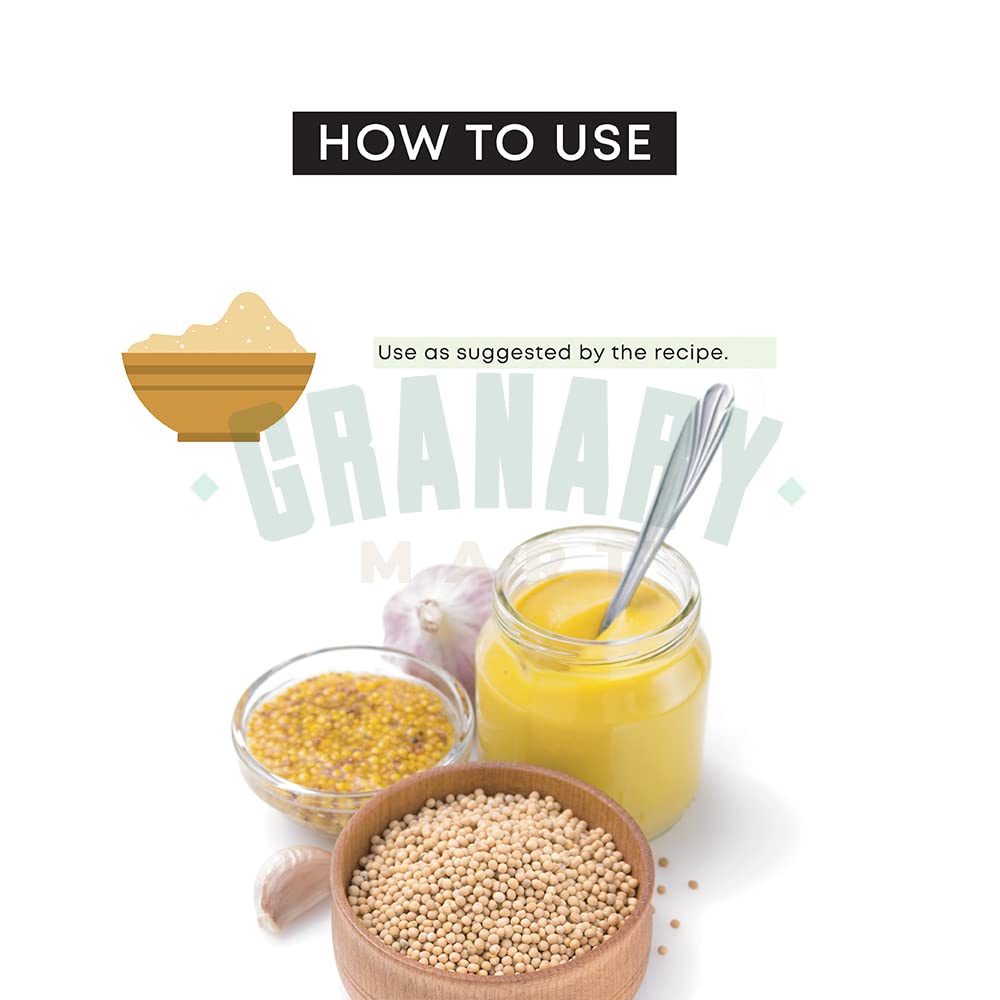 Natural Yellow Mustard Powder by Granary Mart - Gourmet Spice - Ideal for Pickles/Mustard Dressing/Sauces/Hotdogs - Preservatives & Additives Free