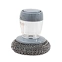 Dispensing Palm Brush Washing Brush with Integrated Detergent Dispenser Steel Dish Scrubber Stop Cleaner Metal Sponge Household Kitchen