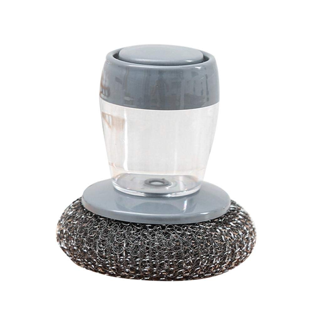 Dispensing Palm Brush Washing Brush with Integrated Detergent Dispenser Steel Dish Scrubber Stop Cleaner Metal Sponge Household Kitchen