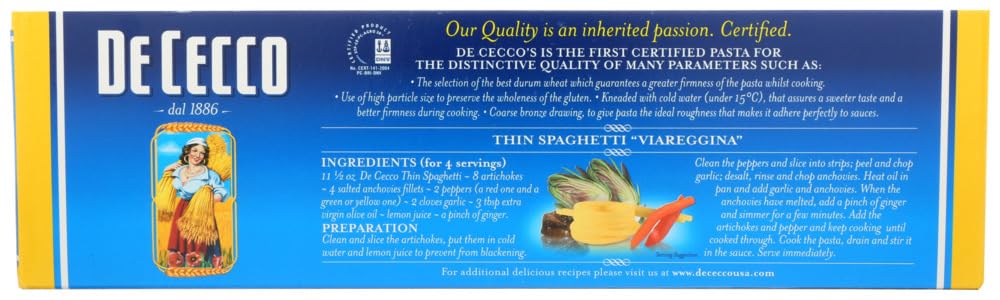 De Cecco Pasta, Thin Spaghetti, 16 Ounce (Pack of 5) by De Cecco