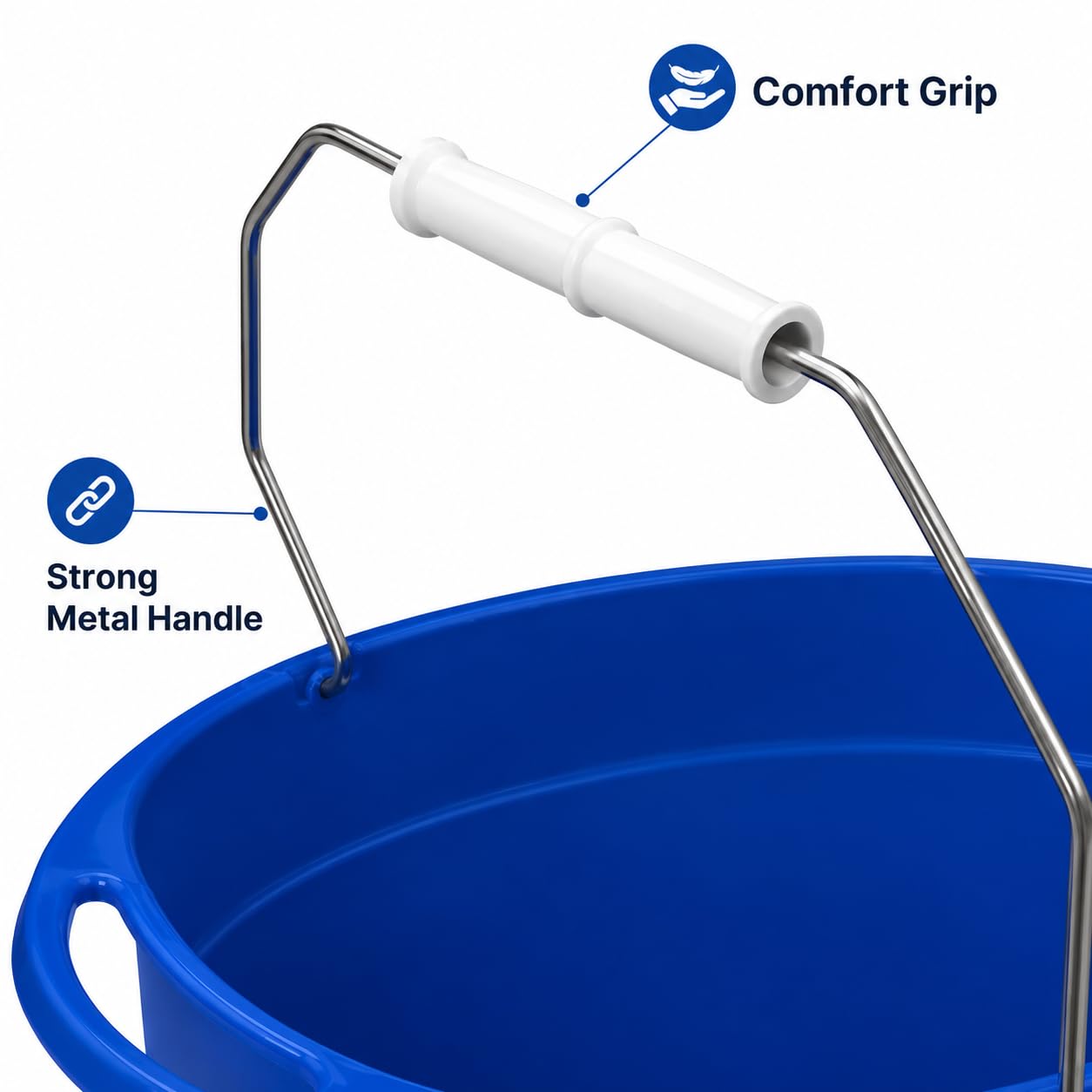 CORVANTA GLOBAL 12 Quart Plastic Oval Bucket, Blue Multi-Purpose Utility Pail for Cleaning, Storage, Rinsing, Laundry, Car Wash, Home, Garage, Indoor