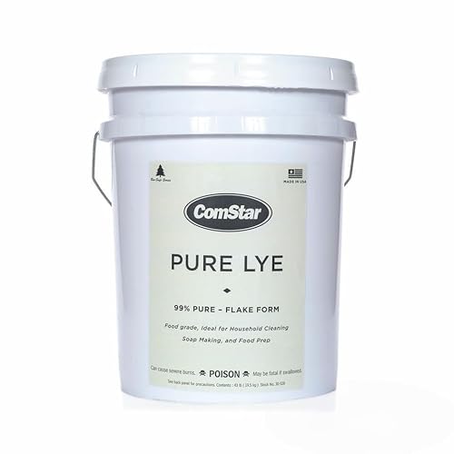 ComStar Pure Lye Flakes | 43 Pounds, 99% Pure Sodium Hydroxide Flakes, Ideal for Soap Making, Food Prep, Cleaning and More (30-528)