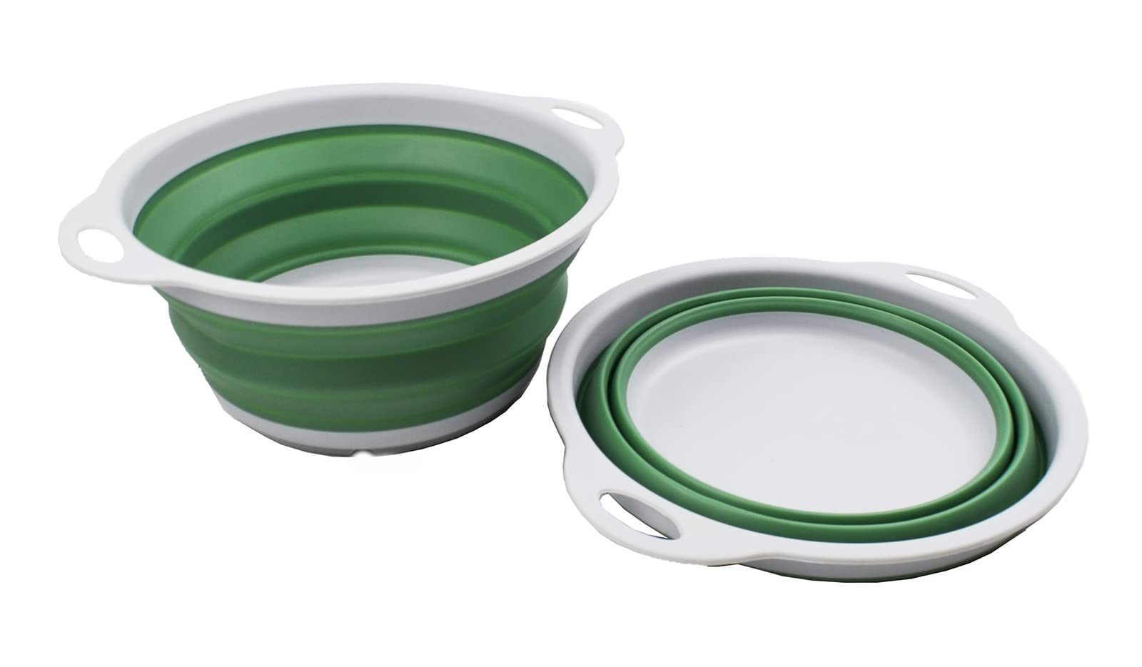 SAMMART 2.6L (0.68 Gallon) Collapsible Tub - Foldable Dish Tub - Portable Washing Basin - Space Saving Plastic Washtub (Grey/Dark Sea Green (Set