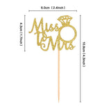 36PCS Glitter Gold Miss to Mrs Cupcake Toppers Ring Cupcake Picks for Proposal Party Bridal Shower Engagement Newly Married Happy Wedding Party