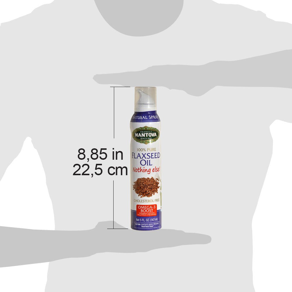 Mantova Flaxseed Oil, 100% Pure Cooking Spray with Omega-3, perfect for Keto snacks, baking, or seasoning for cooking, our oil dispenser bottle lets you spray, drip, or stream with no waste, 5 oz