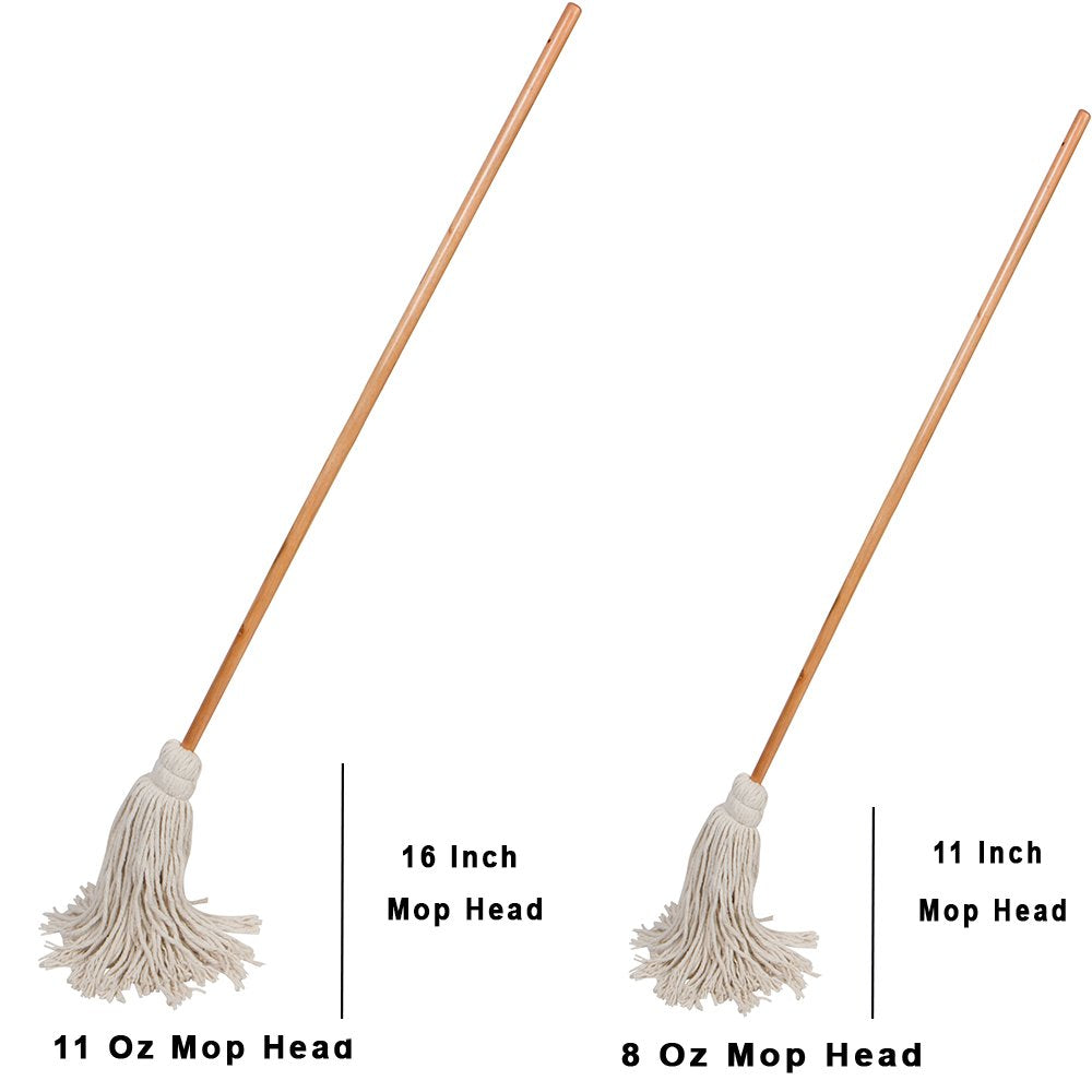Tidy Tools Large Wet Deck Cotton Mop with Solid Wood Handle (11 Oz, White)