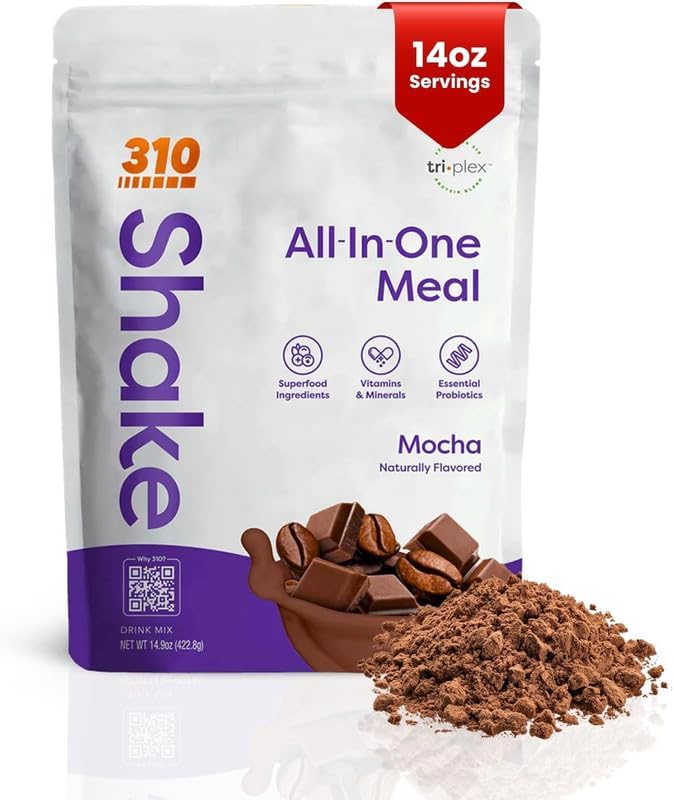 310 Nutrition All-In-One Meal Replacement Shake Powder - Plant-Based Protein Smoothie Blend w/High Fiber, Probiotics & Adaptogens - Low Carb, Vegan