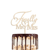 Finally Mr & Mrs Cake Topper,Wedding Anniversary Bridal Shower Party Decorations,Romantic Wedding Party Decorative Cake Toppers (Wooden)