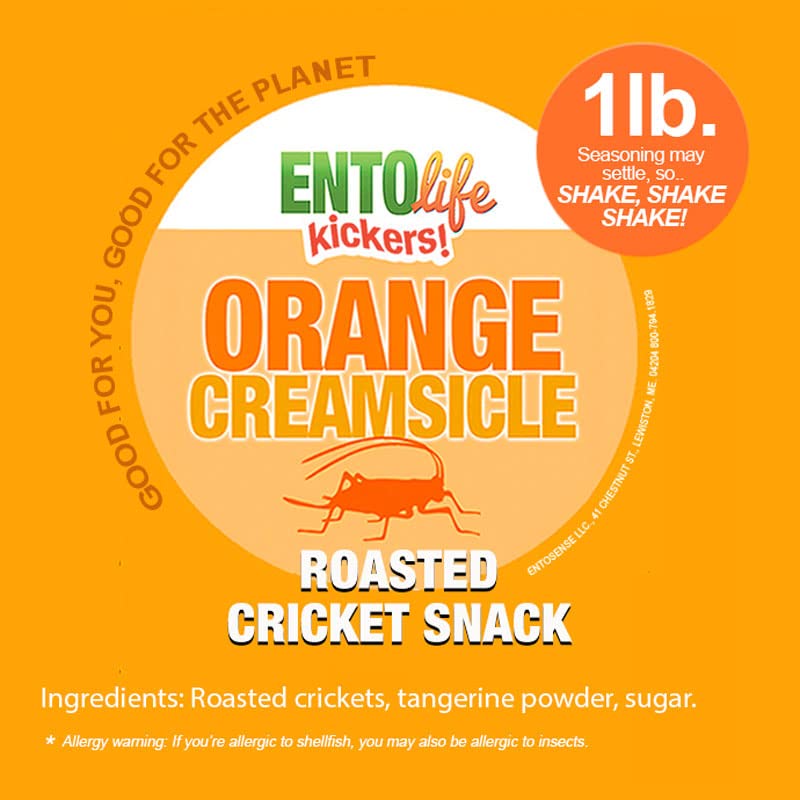 Orange Creamsicle Flavored Edible Crickets - Pound Size - Pound Size - Crickets You can eat - Farm Raised for Human Consumption, 1 pounds