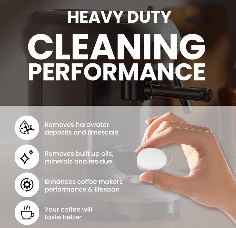 PChoice Coffee Machine Cleaning Tablets 30 Count - Descaler & Mineral Buildup Remover, Compatible with Ninja, Delonghi, Nespresso, Keurig & All Coffee
