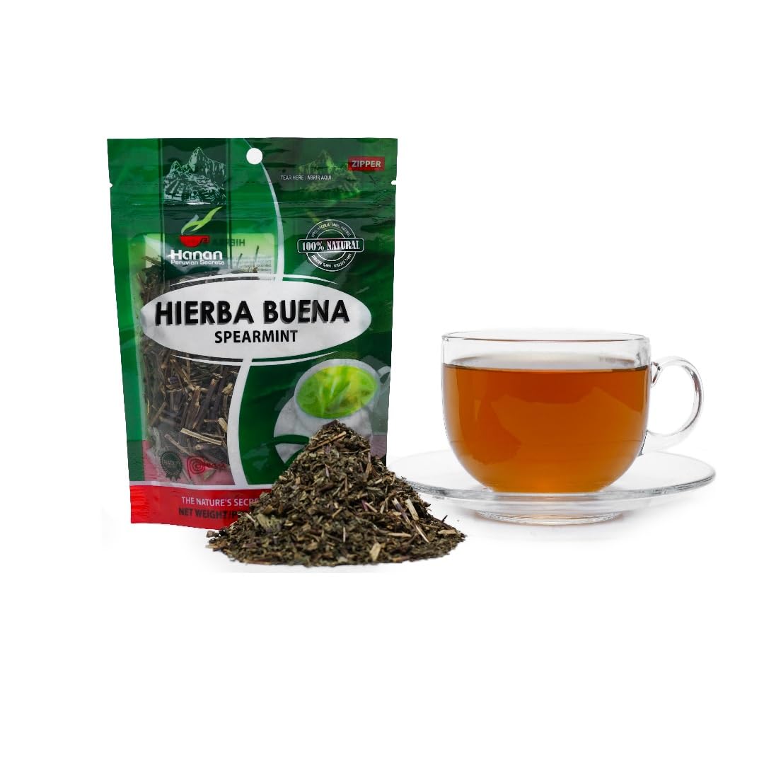 Hanan Peruvian Secrets Hierba Buena|100% Natural Spearmint|1.06oz / 30g|Naturally Aids in Fighting Digestive Disorders, Abdominal Cramps|Promotes