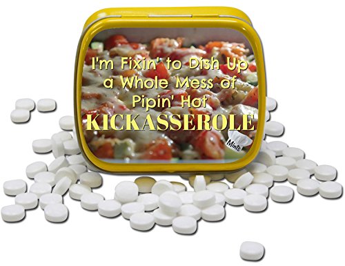Pipin' Hot Kickasserole Mints Wintergreen Breath Mints Funny Gag for Women Kick ass Stocking Stuffers Gags for Stockings Weird kitchen Gags White