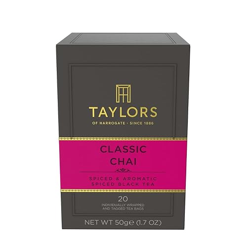 Taylors of Harrogate Classic Chai, Black Tea, Individually Wrapped Bags, 20 Count (Pack of 1), Spiced, Aromatic & Warming, Caffeinated, Enjoy Hot or