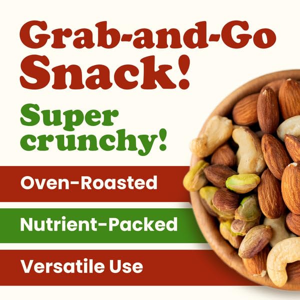 Food to Live Nut Lovers Mix, 1 Pound - Premium Dry Roasted Pistachios No Shell, Almonds and Cashews Blend. No Salt Added. Trail Snacks for Adults