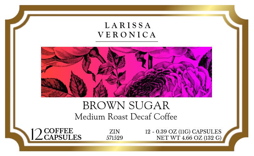 Brown Sugar Medium Roast Decaf Coffee (Single Serve K-Cup Pods) (Gourmet, Naturally Flavored, Whole Coffee Beans) (12 pods, ZIN: 571529) - 2 Pack