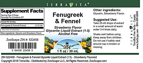 Fenugreek & Fennel Glycerite Liquid Extract (1:5) - Strawberry Flavored (1 oz, ZIN: 522458) - 3 Pack