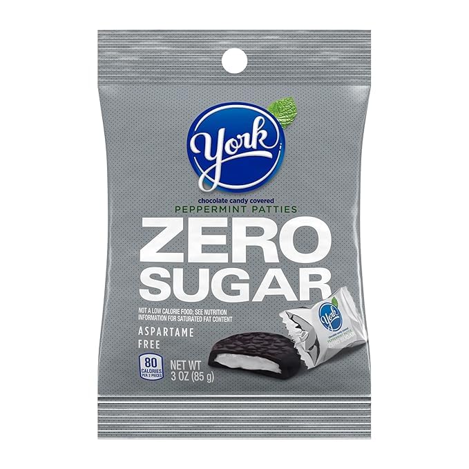 Zero Sugar Peppermint Patties, Sugar Free Chocolate Mint Candy, Keto Friendly, Low Carb, Individually Wrapped, 3 oz Bag