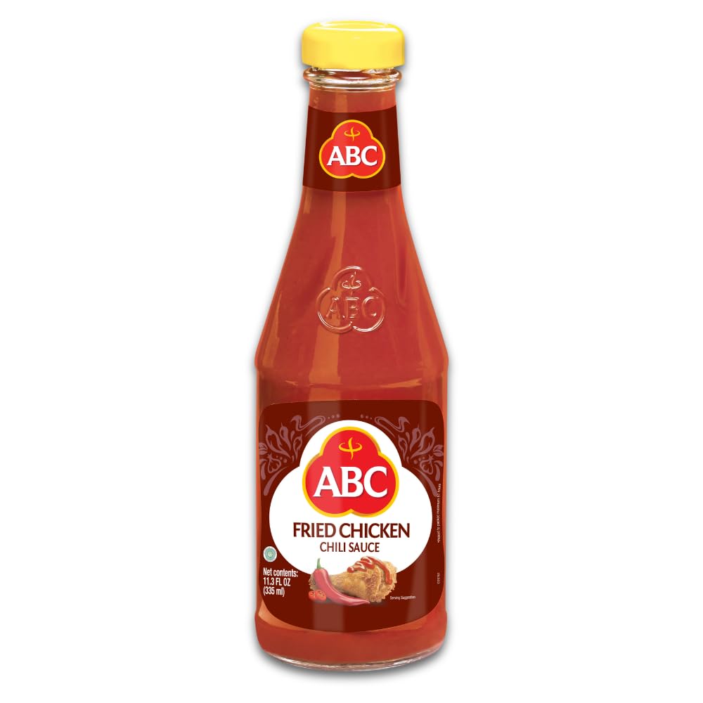 ABC Fried Chicken Chili Sauce, 11.3 Oz, Spicy Sriracha Style Sambal, No MSG, Umami Flavor, Indonesian BBQ Dip Made with Chili & Garlic