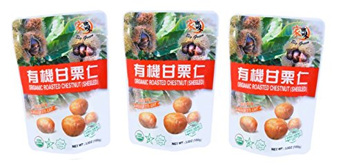 (3 Packs) Big Green Organic Whole Roasted Chestnuts Peeled Snack?????